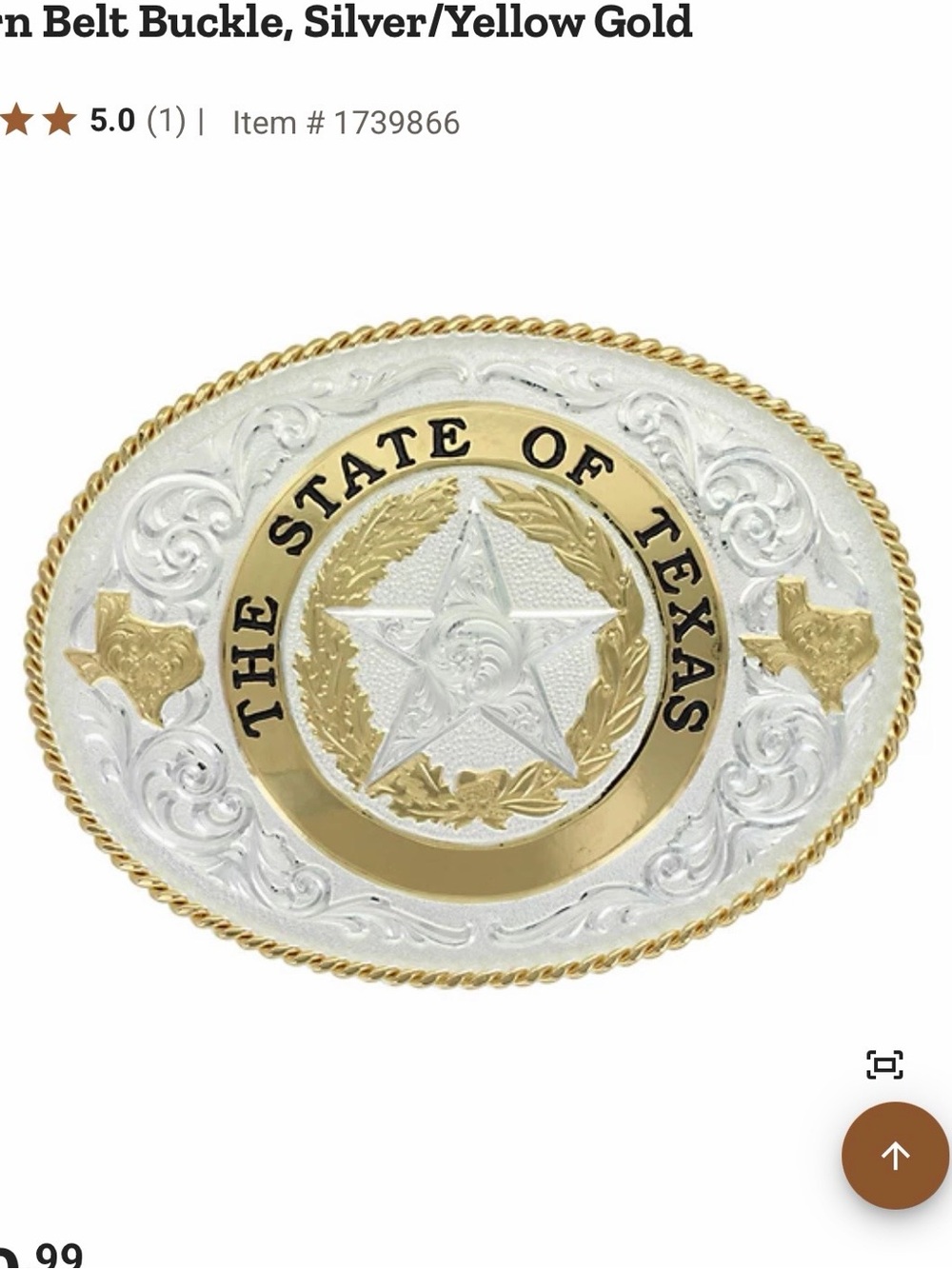 Montana Silversmiths Brown Leather Belt with Gold Texas State Buckle